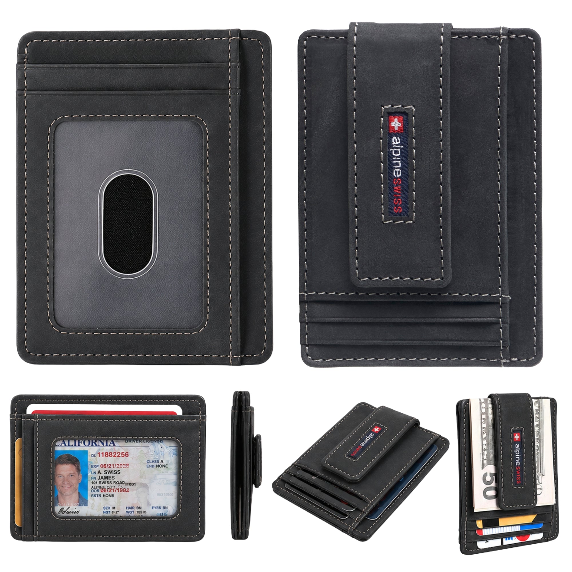 Alpine Swiss Harper Mens RFID Slim Money Clip Front Pocket Wallet