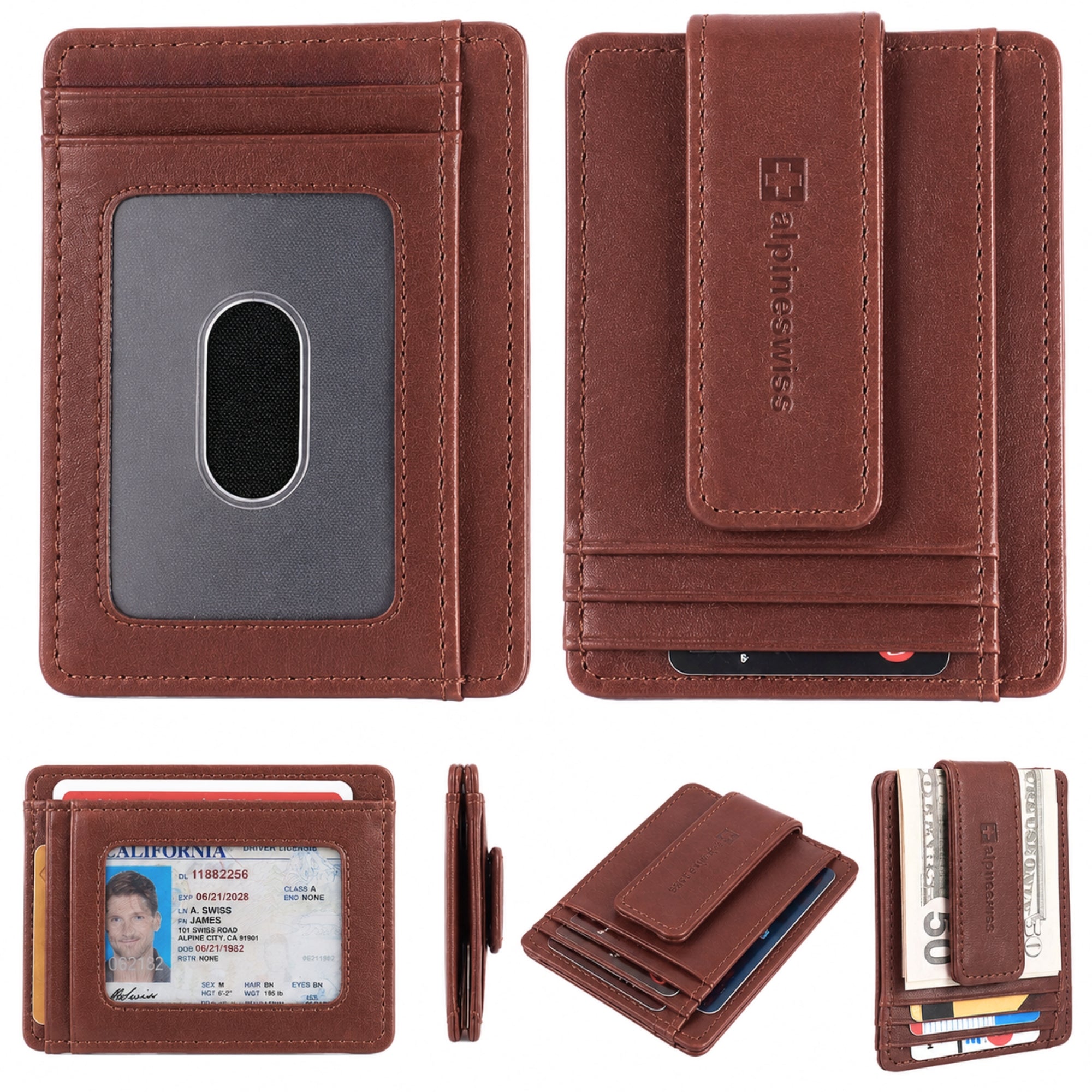 Alpine Swiss Harper Mens RFID Slim Money Clip Front Pocket Wallet