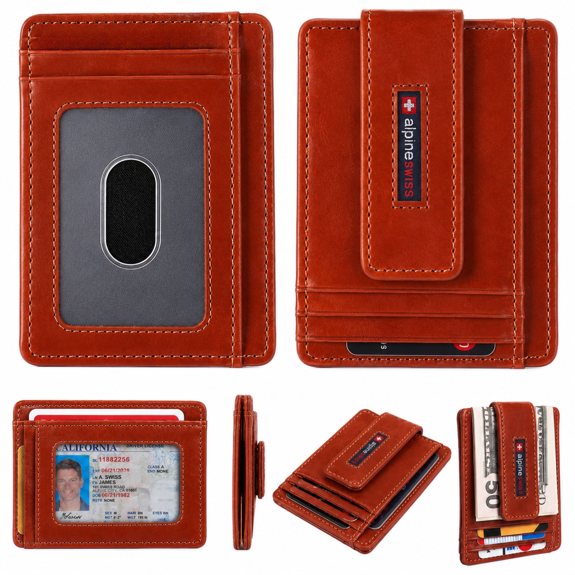 Alpine Swiss Harper Mens RFID Slim Money Clip Front Pocket Wallet