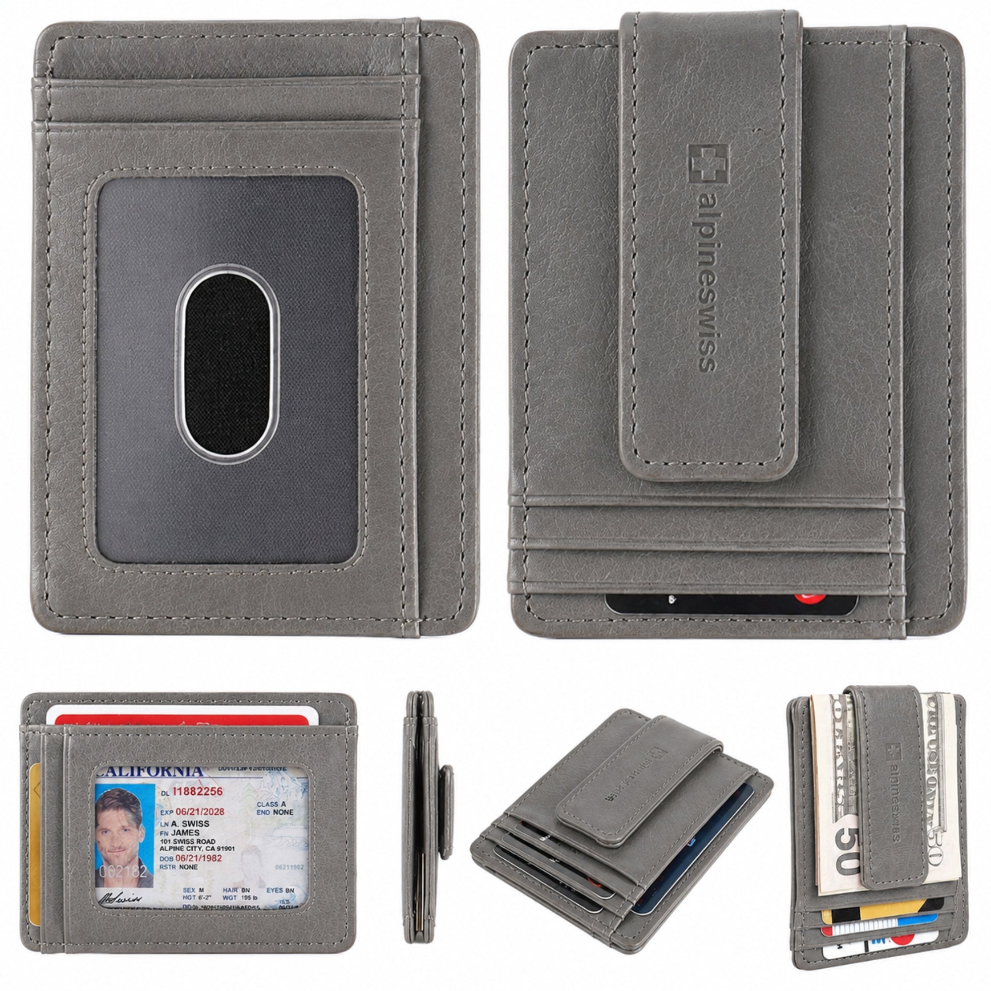 Alpine Swiss Harper Mens RFID Slim Money Clip Front Pocket Wallet