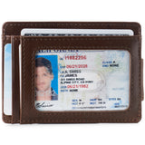 Alpine Swiss Mens RFID Safe Magnetic Money Clip Wallet Slim Front Pocket Wallet – Glossy Nappa Brown