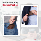 Alpine Swiss Mens RFID Safe Magnetic Money Clip Wallet Slim Front Pocket Wallet – Glossy Nappa Brown
