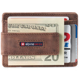 Alpine Swiss Mens RFID Safe Magnetic Money Clip Wallet Slim Front Pocket Wallet – Nubuck Tan