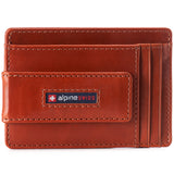 Alpine Swiss Mens RFID Safe Magnetic Money Clip Wallet Slim Front Pocket Wallet – Glossy Nappa Tan