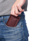 Alpine Swiss Mens RFID Safe Magnetic Money Clip Wallet Slim Front Pocket Wallet – Burgundy