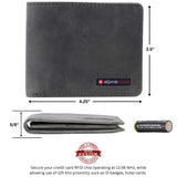 Alpine Swiss Connor Executive Bifold Wallet – Nubuck Gray