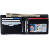Alpine Swiss Wallet for Men Nolan Commuter Bifold Dual ID Windows for License Work – Glossy Nappa Black