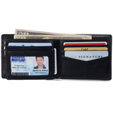 Alpine Swiss Wallet for Men Nolan Commuter Bifold Dual ID Windows for License Work – Glossy Nappa Black