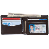 Alpine Swiss Wallet for Men Nolan Commuter Bifold Dual ID Windows for License Work – Smooth Finish Brown