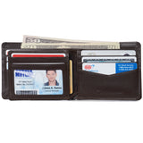 Alpine Swiss Wallet for Men Nolan Commuter Bifold Dual ID Windows for License Work – Smooth Finish Brown