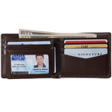 Alpine Swiss Wallet for Men Nolan Commuter Bifold Dual ID Windows for License Work – Glossy Nappa Brown