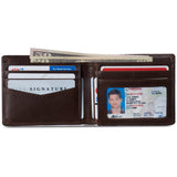 Alpine Swiss Wallet for Men Nolan Commuter Bifold Dual ID Windows for License Work – Glossy Nappa Brown