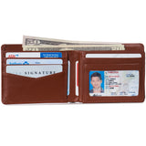 Alpine Swiss Wallet for Men Nolan Commuter Bifold Dual ID Windows for License Work – Smooth Finish Tan