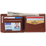 Alpine Swiss Wallet for Men Nolan Commuter Bifold Dual ID Windows for License Work – Smooth Finish Tan