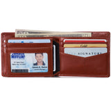 Alpine Swiss Wallet for Men Nolan Commuter Bifold Dual ID Windows for License Work – Glossy Nappa Tan
