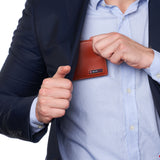 Alpine Swiss Wallet for Men Nolan Commuter Bifold Dual ID Windows for License Work – Glossy Nappa Tan