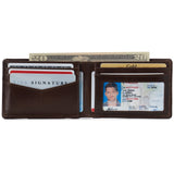 Alpine Swiss Delaney Slim Bifold Wallet – Glossy Nappa Brown