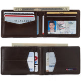 Alpine Swiss Delaney Slim Bifold Wallet – Glossy Nappa Brown