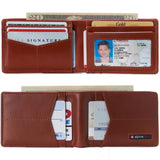 Alpine Swiss Delaney Slim Bifold Wallet – Glossy Nappa Tan