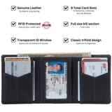 Alpine Swiss Men's Leon RFID Trifold Pocket Wallet – Nubuck Black