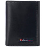 Alpine Swiss Men's Leon RFID Trifold Pocket Wallet – Glossy Nappa Black