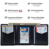 Alpine Swiss Men's Leon RFID Trifold Pocket Wallet – Glossy Nappa Black