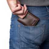 Alpine Swiss Men's Leon RFID Trifold Pocket Wallet – Glossy Nappa Brown