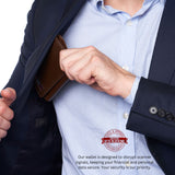 Alpine Swiss Men's Leon RFID Trifold Pocket Wallet – Glossy Nappa Brown
