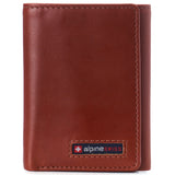 Alpine Swiss Men's Leon RFID Trifold Pocket Wallet – Glossy Nappa Tan