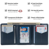 Alpine Swiss Men's Leon RFID Trifold Pocket Wallet – Glossy Nappa Teal