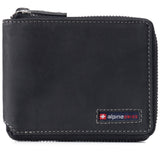 Alpine Swiss Logan Zipper Bifold Wallet – Nubuck Black