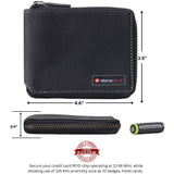 Alpine Swiss Logan Zipper Bifold Wallet – Nubuck Black