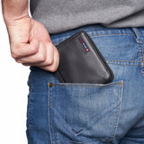 Alpine Swiss Logan Zipper Bifold Wallet – Glossy Nappa Black