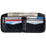 Alpine Swiss Logan Zipper Bifold Wallet – Glossy Nappa Black