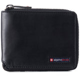 Alpine Swiss Logan Zipper Bifold Wallet – Glossy Nappa Black