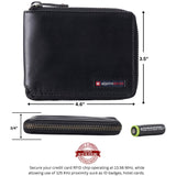 Alpine Swiss Logan Zipper Bifold Wallet – Glossy Nappa Black
