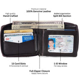 Alpine Swiss Logan Zipper Bifold Wallet – Brown