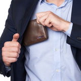 Alpine Swiss Logan Zipper Bifold Wallet – Glossy Nappa Brown