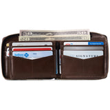 Alpine Swiss Logan Zipper Bifold Wallet – Glossy Nappa Brown