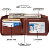 Alpine Swiss Logan Zipper Bifold Wallet – Tan