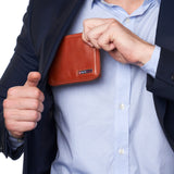 Alpine Swiss Logan Zipper Bifold Wallet – Glossy Nappa Tan