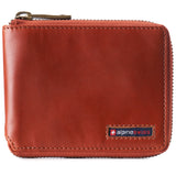 Alpine Swiss Logan Zipper Bifold Wallet – Glossy Nappa Tan