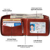 Alpine Swiss Logan Zipper Bifold Wallet – Glossy Nappa Tan