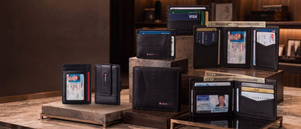 variety of Alpine Swiss wallets