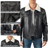 Alpine Swiss Aaron Mens Trucker Jacket – Faux Leather Black