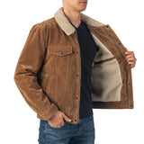 Alpine Swiss Aaron Mens Trucker Jacket – Faux Suede Tan
