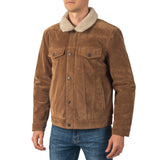Alpine Swiss Aaron Mens Trucker Jacket – Faux Suede Tan