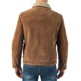 Alpine Swiss Aaron Mens Trucker Jacket – Faux Suede Tan