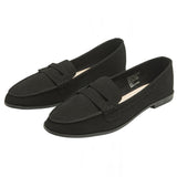 Alpine Swiss Abby Womens Penny Loafers Slip On Flats Comfortable Office Shoes – Black
