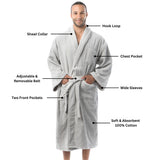 Alpine Swiss Pure Cotton Men Terry Cloth Bathrobe Super Absorbent Hotel Spa Robe – Gray